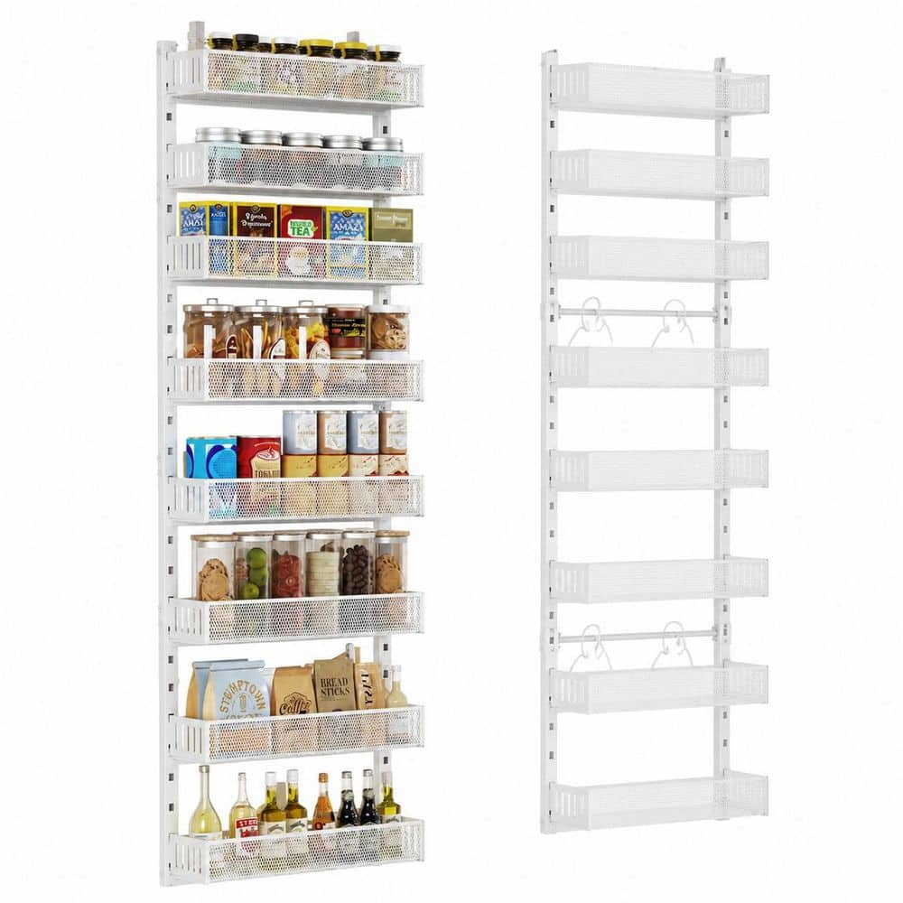 KHKFY 8-Tier White Heavy-Duty Metal Over-the-Door or Wall-Mount