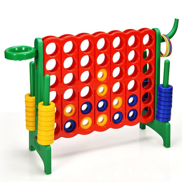 Costway 4-in-A Row Giant Game Set w/Basketball Hoop for Family Green