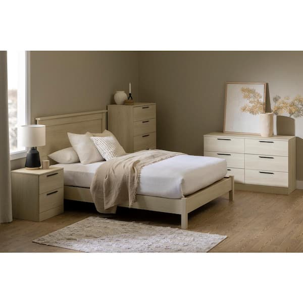 South Shore Step One Essential Beige 63.5 in. Frame Queen Platform Bed