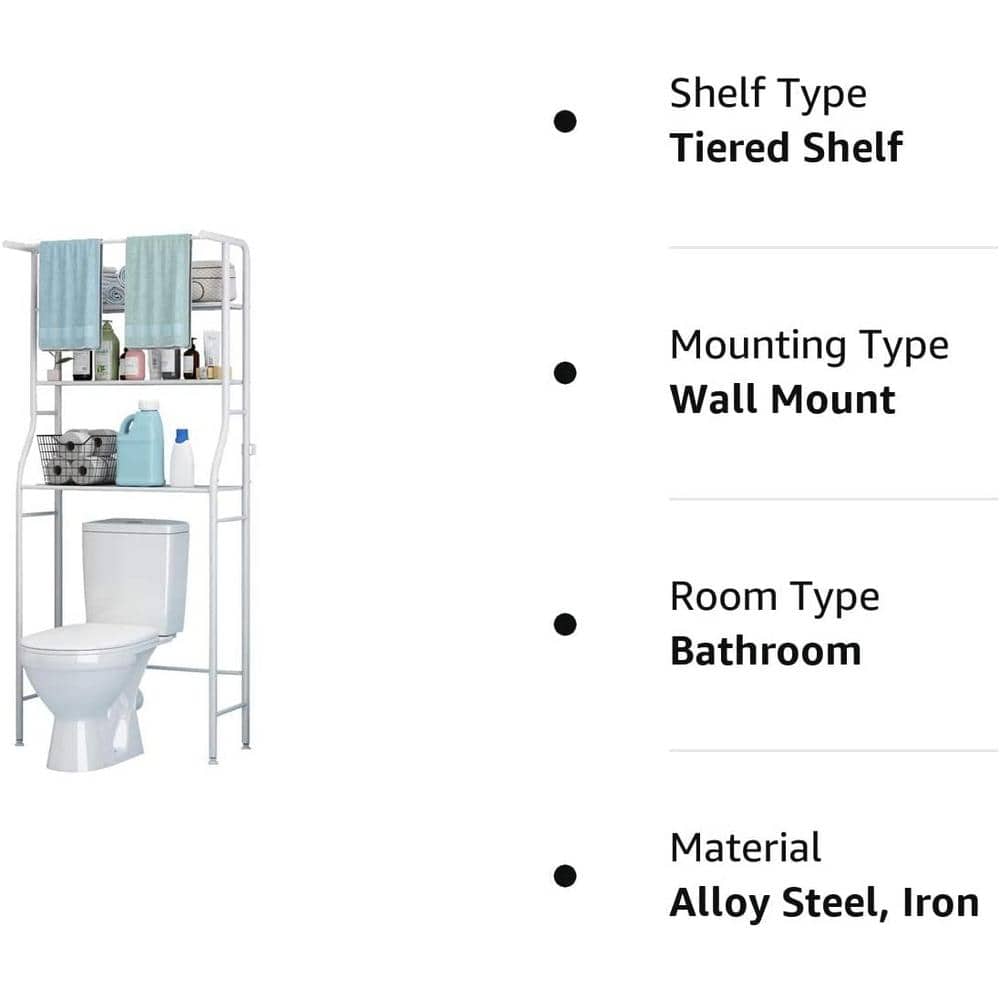 White 3-Shelf Over-The-Toilet Bathroom Storage Rack