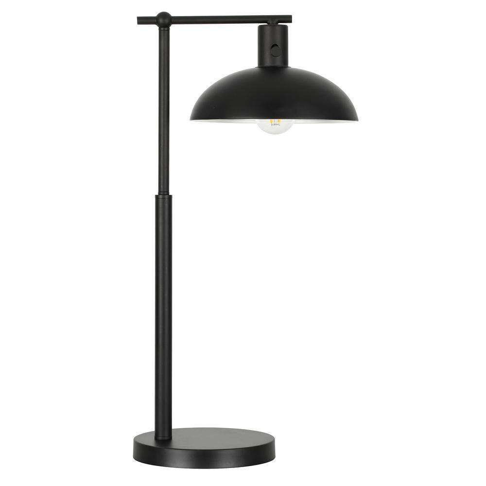 HomeRoots 25 in. Black Transitional Integrated LED Bedside Table Lamp ...
