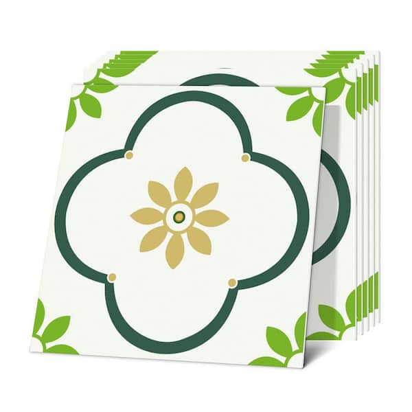 12 in. x 12 in. Vinyl Peel and Stick Backsplash, Wall Tile for Kitchen and Bathroom, Green (12 sq. ft. / 12-Pack)