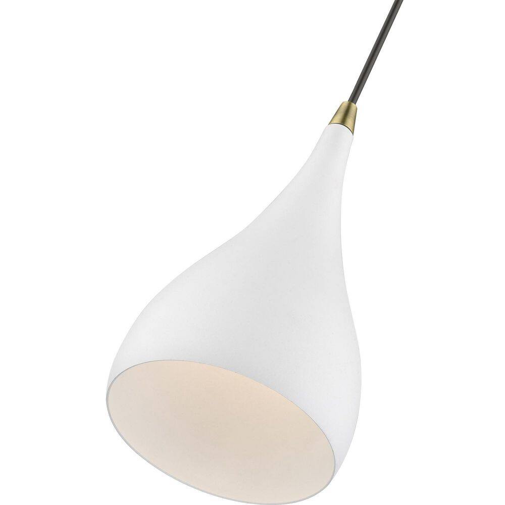 Amador Chic Mini Pendant in Textured White and Antique Brass