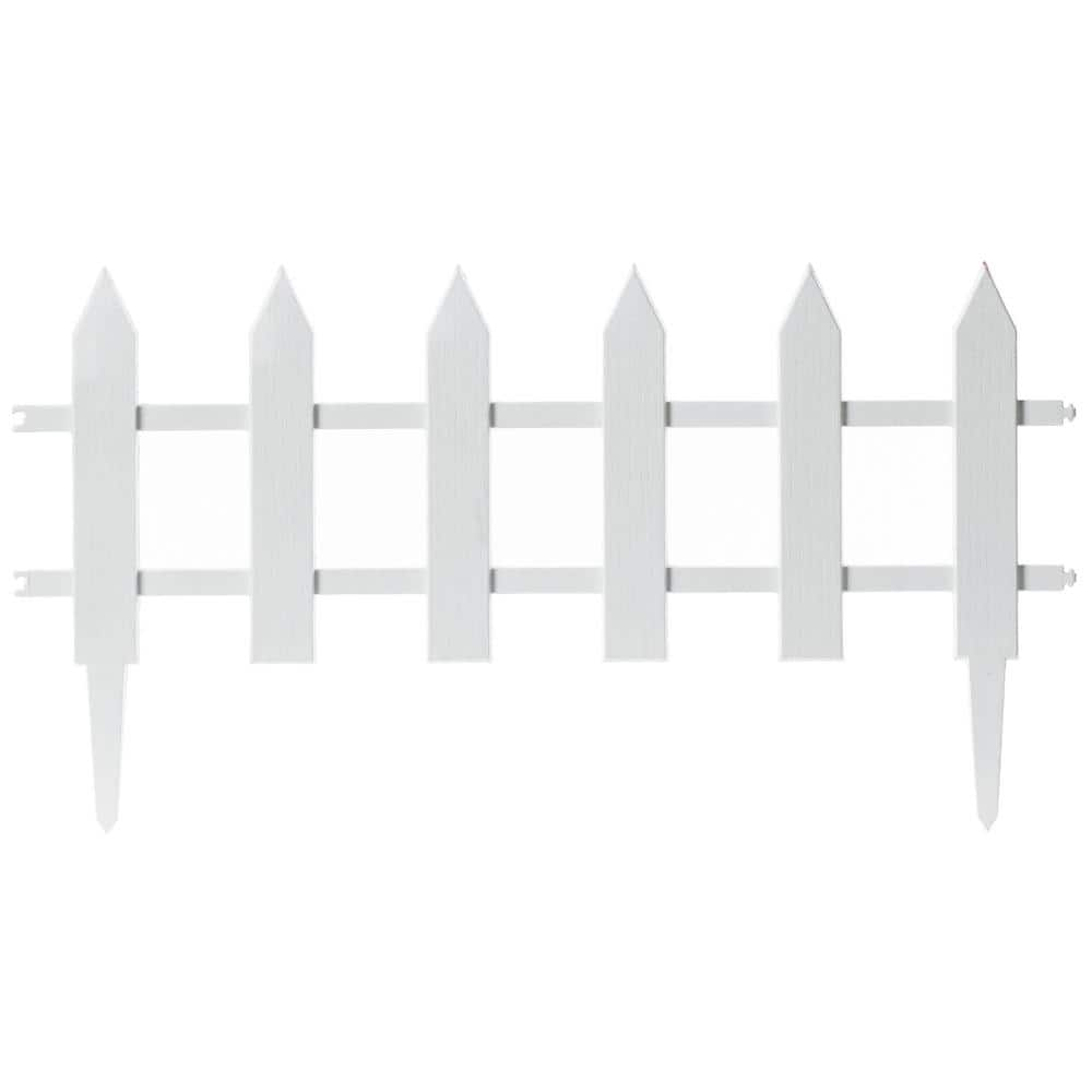 Gardenised 12 in. H White Vinyl Garden Lawn Picket Fence Patio Flower ...