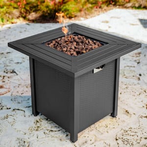 28 in. 40,000 BTU Square Steel Gas Outdoor Patio Fire Pit Table in Gray