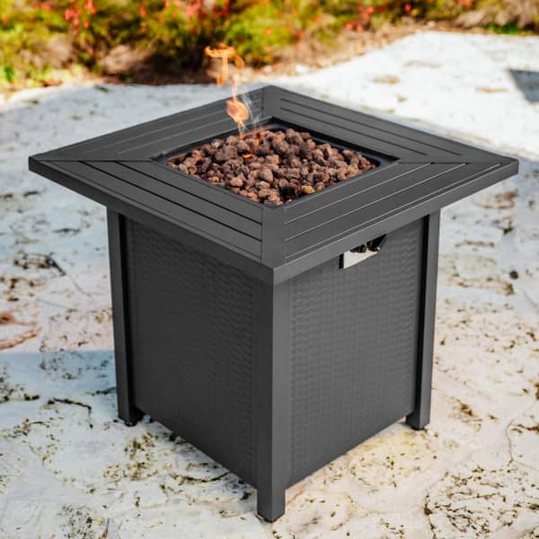 ToolCat 28 in. 40,000 BTU Square Steel Gas Outdoor Patio Fire Pit Table in Gray