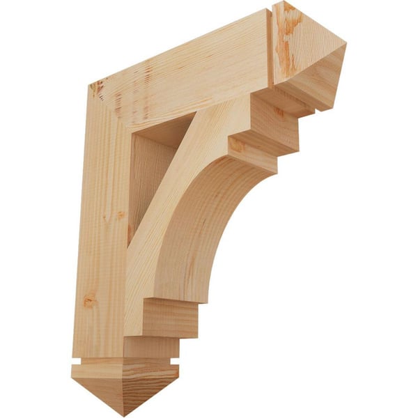 Ekena Millwork 5.5 in. x 28 in. x 24 in. Douglas Fir Merced Arts and Crafts Smooth Bracket