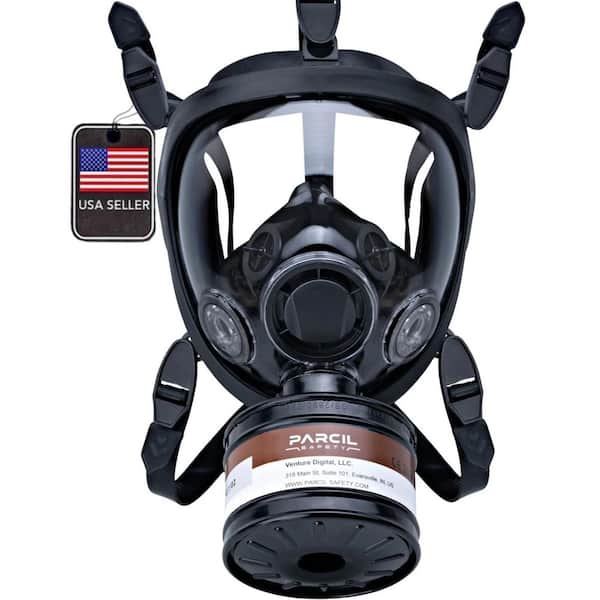 Full Face Organic Vapor Tactical Gas Mask and Survival Respirator with 40mm P-D-1 Filter Pod