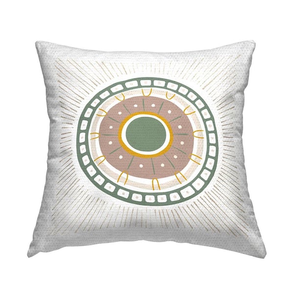 Stupell Industries Circular Green Medallion Pattern Green Square Outdoor Throw Pillow
