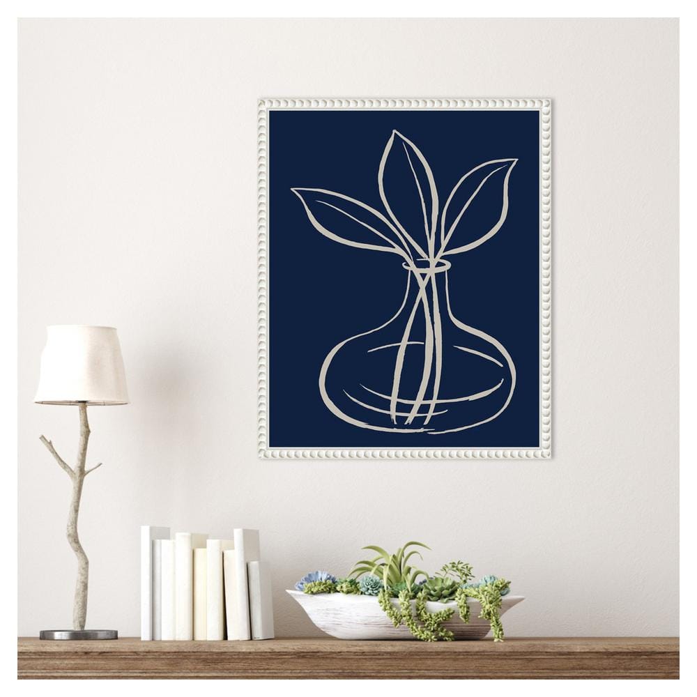 Navy and White Canvas Art with Sylvie Beaded Frame, 16 x 20 in.