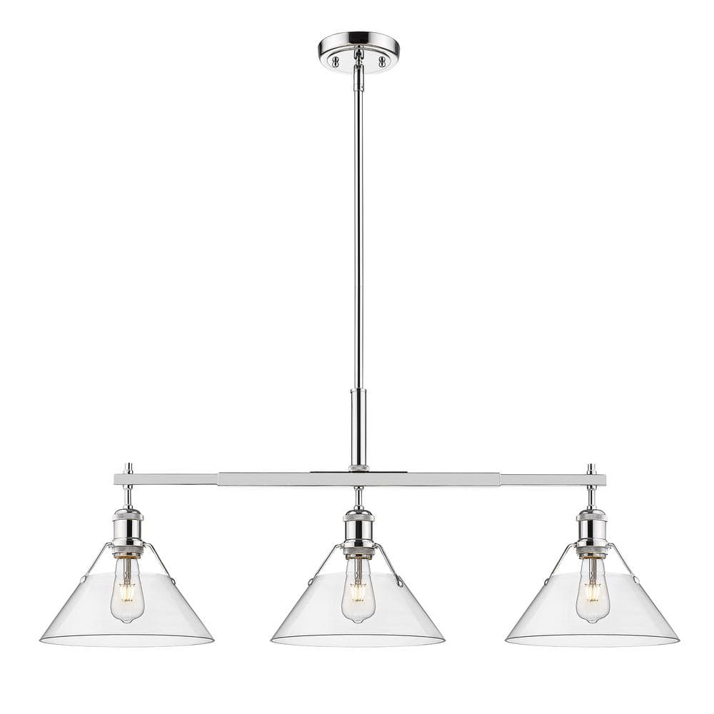 Orwell 100-Watt 3-Light Chrome and Clear Glass Linear Pendant Light price history on PriceWatchPro