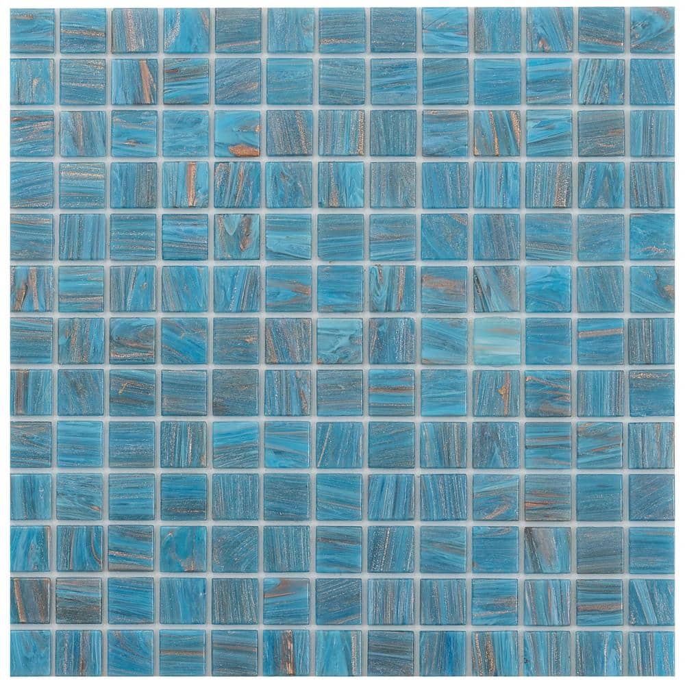 "Celestial 4"" x 6"" Glossy Bright Cerulean Blue Glass Mosaic Uniform square Wall and Floor Sample Tile 0.13 sq. ft./1-Pack" price history on PriceWatchPro