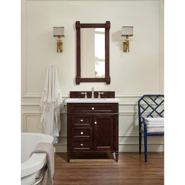 Brittany 30.0 in. W x 23.5 in. D x 34 in. H Bathroom Vanity in Burnished Mahogany with Ethereal Noctis Quartz Top
