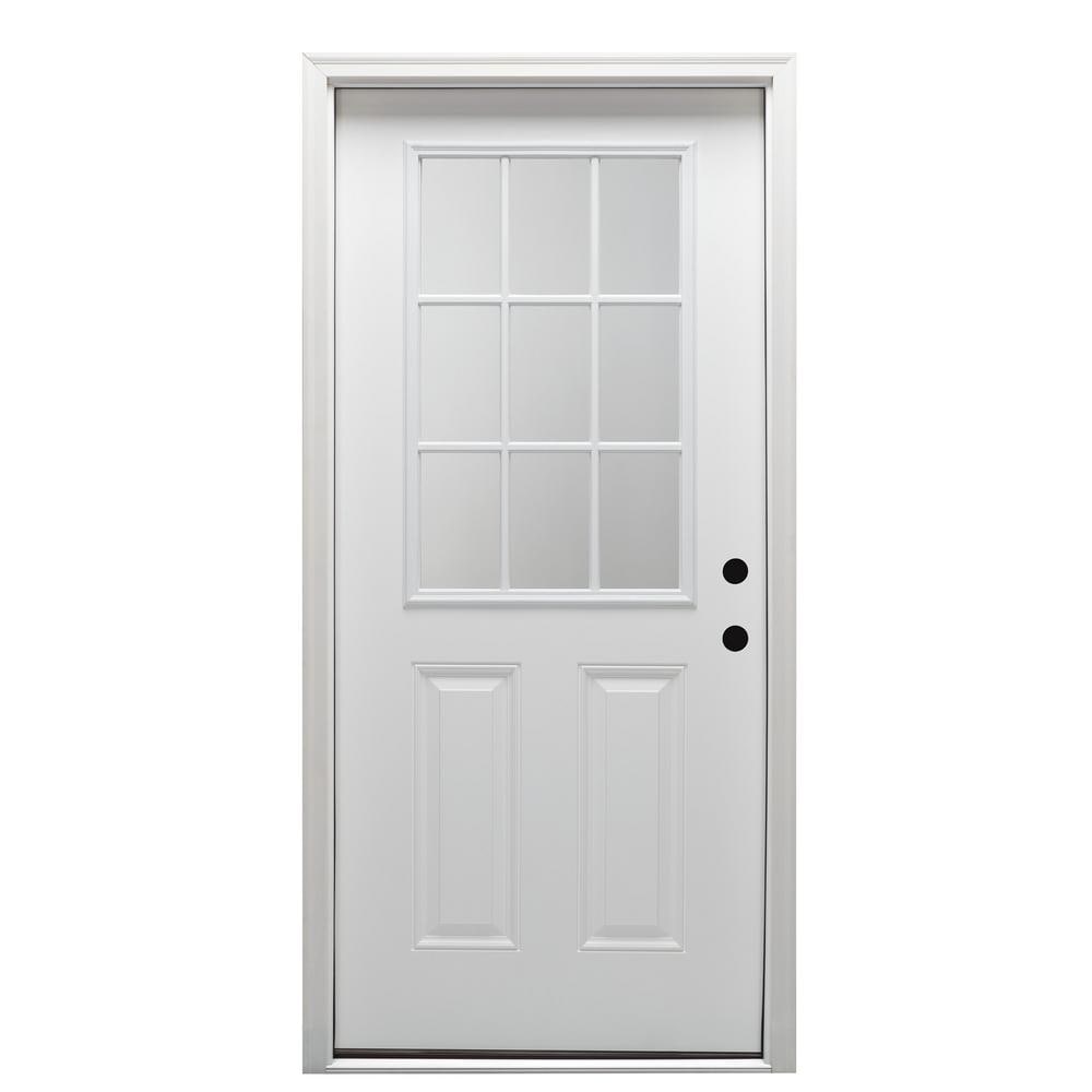32 in. x 80 in. Classic Left-Hand Inswing 9-Lite Clear Low-E Primed Steel Prehung Front Door on 6-9/16 in. Frame price history on PriceWatchPro