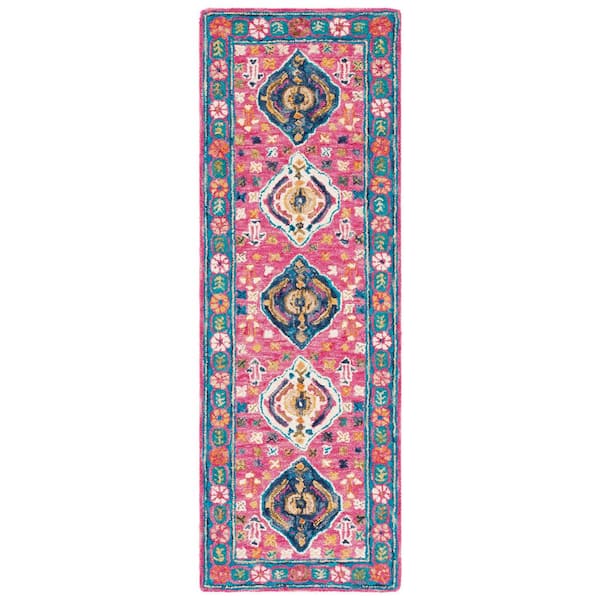 Aspen 2 ft. x 7 ft. Red/Blue Abstract Western Runner Rug