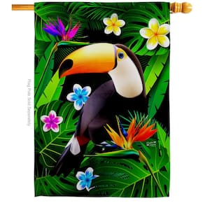 28 in. x 40 in. Toucan Garden Friends House Flag Double-Sided Decorative Vertical Flags