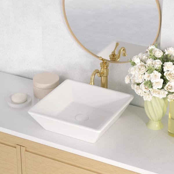 DEERVALLEY DeerValley Ace Classic Ceramic Square Vessel Sink in White