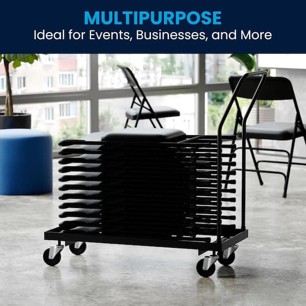 Carnegy Avenue Steel 5-Wheeled Folding Chair Dolly in Black Carnegy Avenue Steel 5-Wheeled Folding Chair Dolly in Black