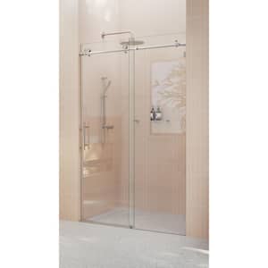 48 in. - 52 in. x 78 in. Frameless Sliding Shower Door in Brushed Nickel with Handle