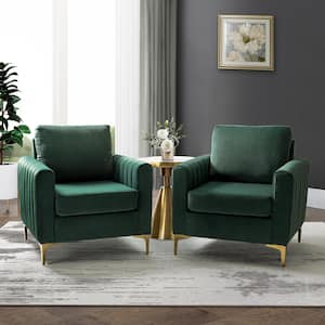 Ennomus Green Polyester Club Chair with Removable Cushions (Set of 2)