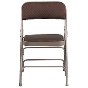 Brown Patterned Metal Folding Chair (2-Pack)