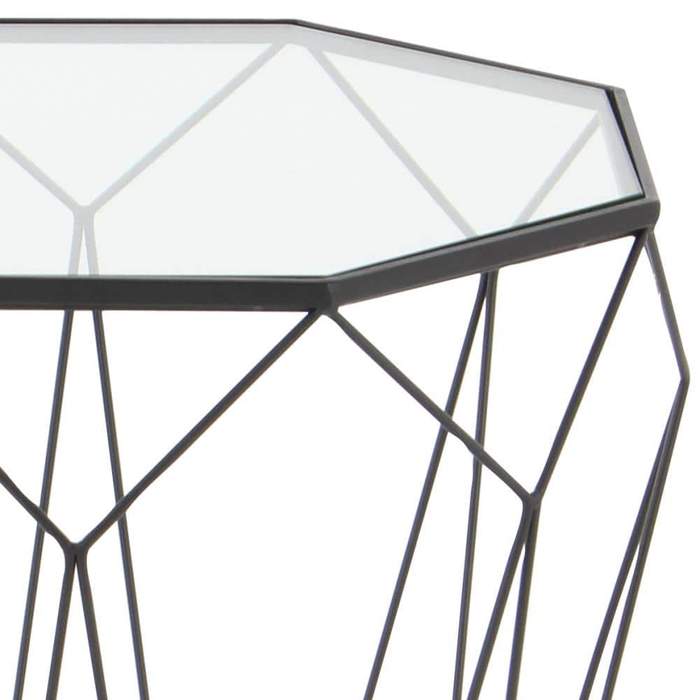 Elegant Geometric Round Metal & Glass Mirrored Accent Table