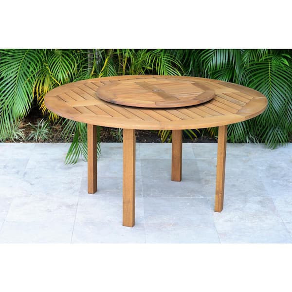 Amazonia Naty Lazy Susan 7-Piece Wood Round Outdoor Dining Set