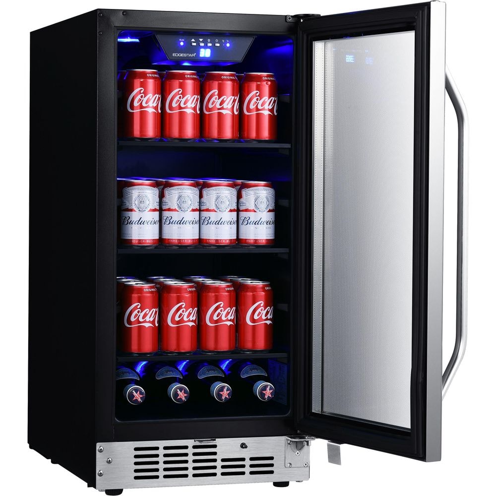 EdgeStar 15-Inch Stainless Steel Undercounter Beverage Cooler with Glass Door