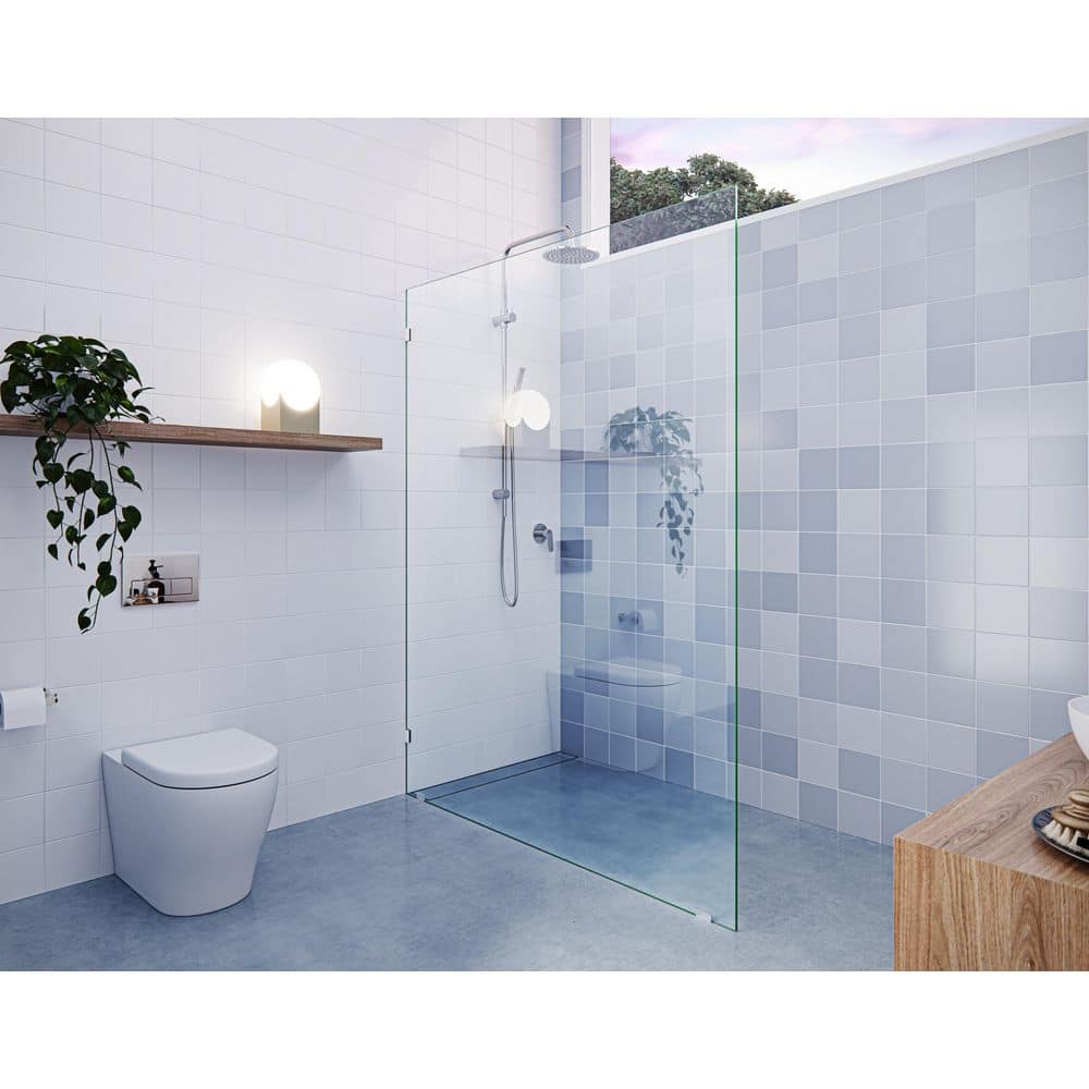 Vela 55 in. W x 78 in. H Frameless Fixed Single Panel Shower Door in Polished Nickel Without Handle price history on PriceWatchPro