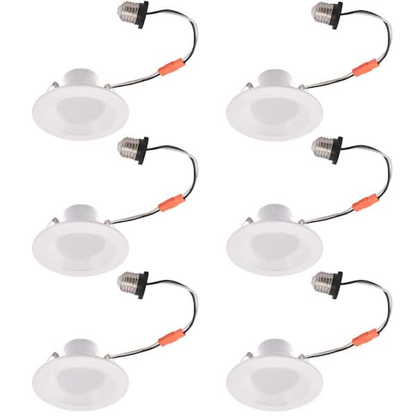 E ENERGETIC LIGHTING 4 in. LED Smooth Downlight CCT-Selectable 2700K/3000K/3500K/4000K/5000K Retrofit 10-Watt Indoor LED Recessed Light