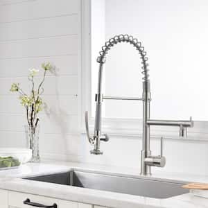 Viki Single Handle Pull-Down Sprayer Kitchen Faucet with LED, Spot Resistant and Advanced Spray in Brushed Nickel