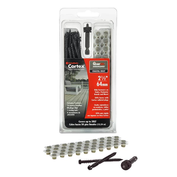 FastenMaster Collated Cortex Hidden Fastening System for Fiberon ArmorGuard Decking - 2-1/2in screws and plugs in Coastal Gray (50LF)