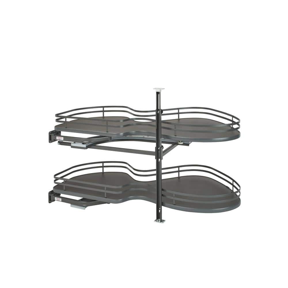 Orion Gray 2-Tier Blind Corner Organizer with Linen Finish