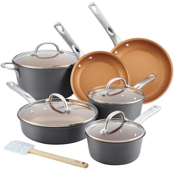 11 Pc Nonstick Cookware Set- Charcoal Gray
