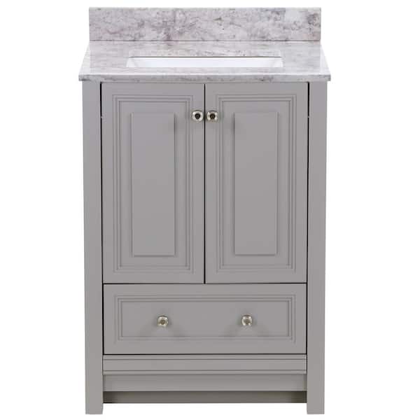 Home Decorators Collection Brinkhill 25 in. W x 22 in. D x 39 in. H Single Sink  Bath Vanity in Sterling Gray with Winter Mist Cultured Marble Top