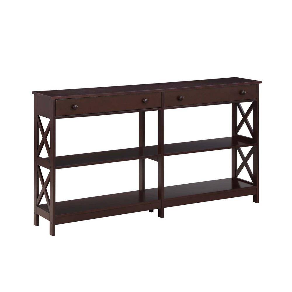 Espresso Oxford 60" Console Table with 2 Drawers and Shelves