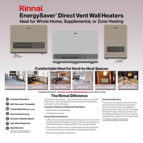 Rinnai EnergySaver 11,000 BTU Direct Vented Wall Furnace Natural
