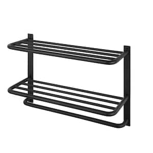 22 in. W x 7.9 in. Metal Black Decorative Wall Shelf, 3-Tier