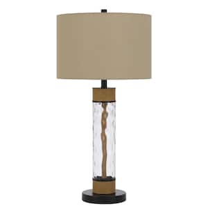 32 in. H Clear Glass and Metal Table Lamp
