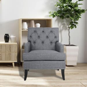 Gray Arm Chair with Nailhead Trim