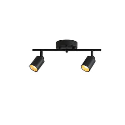 Modern 1 ft. 2 Head-Light, Black Integrated LED Fixed Track, Lighting Kit with Rotating Heads