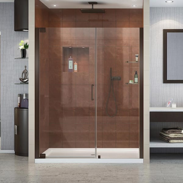 DreamLine Elegance 58 in. to 60 in. x 72 in. Semi-Frameless Pivot Shower Door in Oil Rubbed Bronze