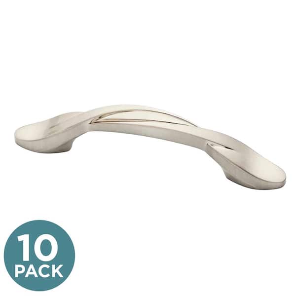 10-Pack Simple Twist 3 in. (76 mm) Classic Satin Nickel Cabinet Drawer Spoon Foot Pulls
