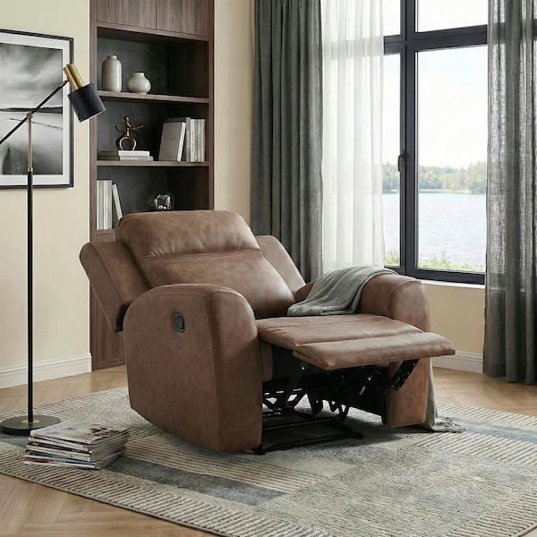 Lazzara Thorne Brown Microfiber Manual Recliner 8347BRW-1 - The