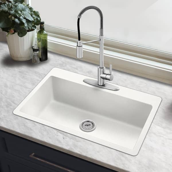 CHESHIRE 33 in. Drop-in/Undermount Single Bowl Quartz Kitchen Sink
