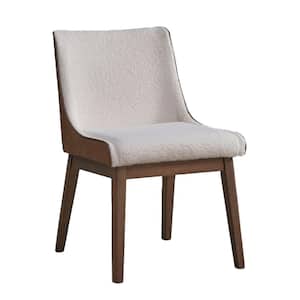 Ginny White Boucle, Brown Velvet & Walnut Finish Side Chair Set of 2