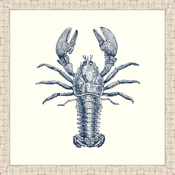 Melissa Van Hise 31 in. x 31 in. "Lobster in Blue" Framed Giclee Print Wall Art