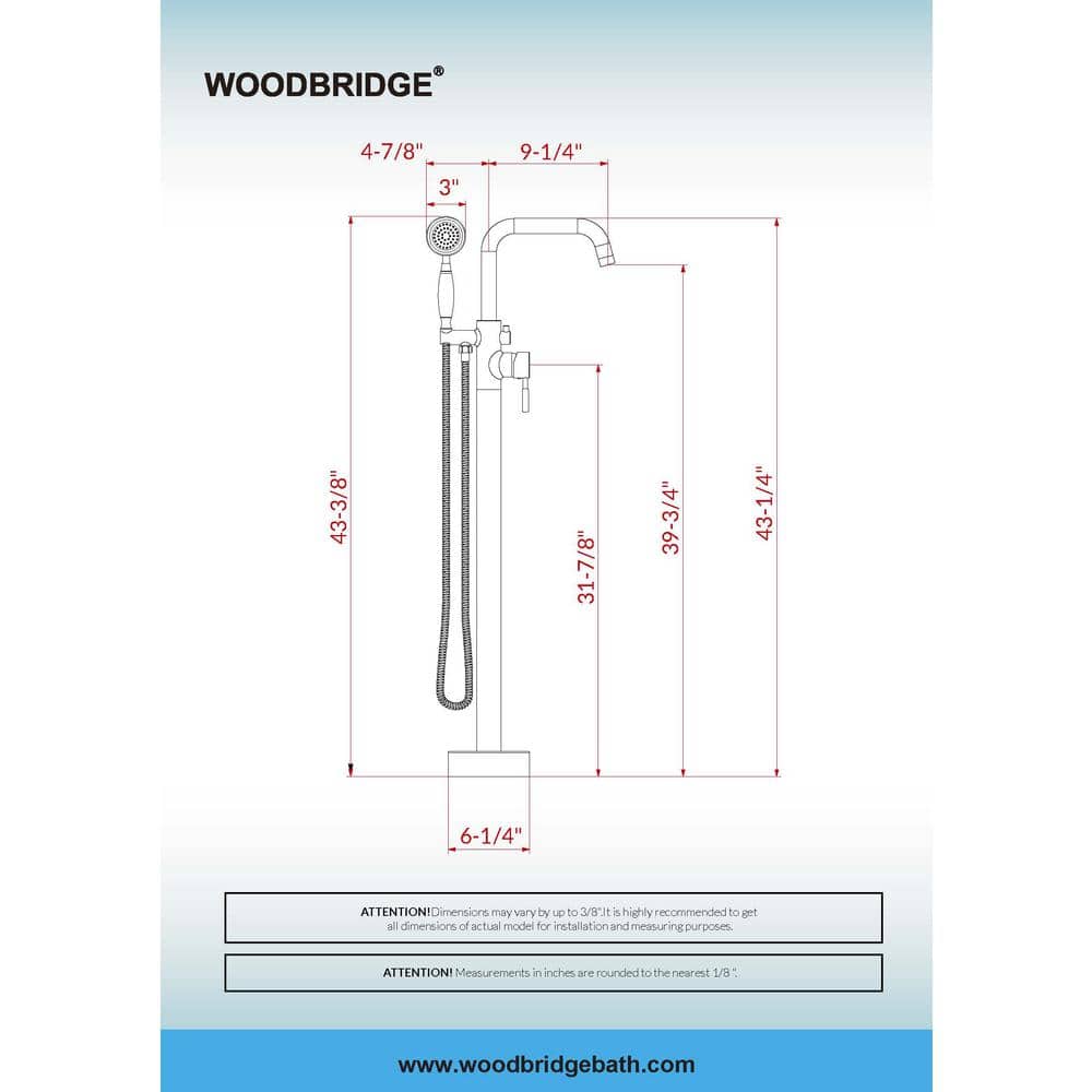 Brushed Nickel Freestanding Tub Filler Faucet with Hand Shower
