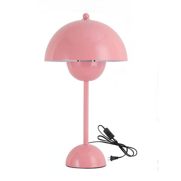 INNOBULE 13.4 in. H Modern Flower  Pink Cute Small Dome Shade Table Lamp