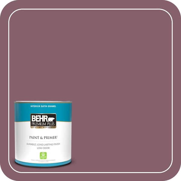 BEHR PREMIUM PLUS 1 qt. #BIC-35 Vintage Plum Satin Enamel Low Odor Interior Paint & Primer